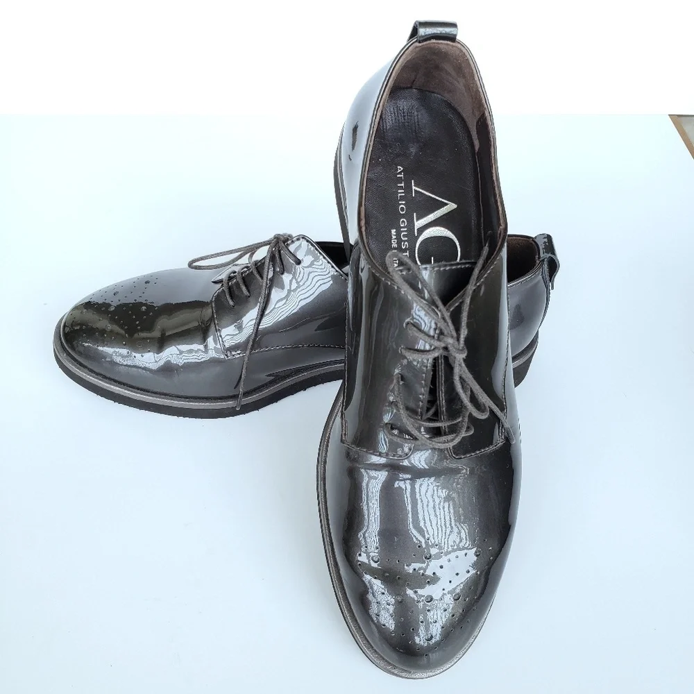 AGL Parker Charcoal Patent Oxfords Size 8.5 - Picture 2 of 7